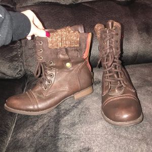 brown combat boots